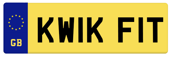 Kwik Fit licence plate